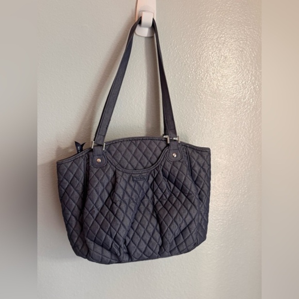 Vera Bradley Quilted Glenna Gray Blue Tote Bag and wallet